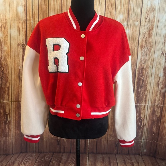 Shein Women’s Crop Varsity Baseball Bomber Jacket Vintage Y2k Streetwear Size L - Picture 5 of 16
